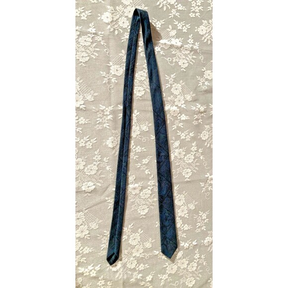 Vintage 60s Skinny Tie 1960s Blue Grey Griffin Mid Century Retro Wembley Tie - Picture 2 of 6